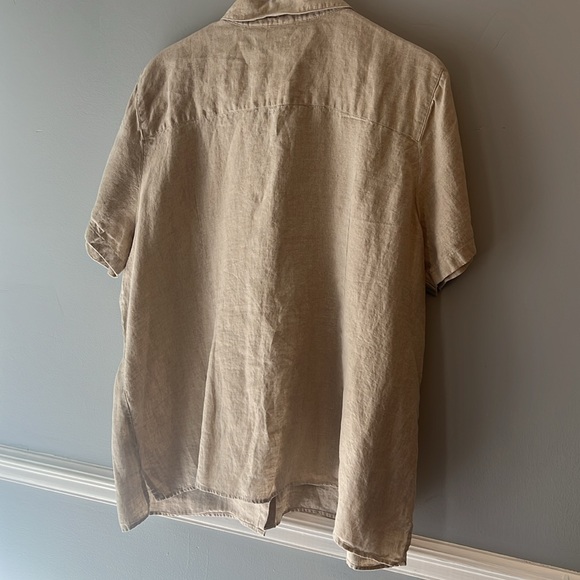 Men’s L.L. Bean Khaki Short Sleeve 100% Linen Shirt Size 3XL - Picture 2 of 6